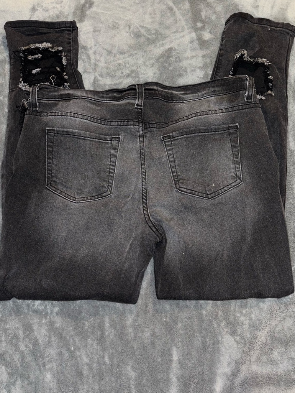 Fashion Nova Washed Black Distressed Skinny Jeans